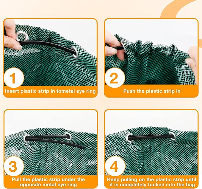 HQPASFY Weeding Sickle Set, Long Handle Sickle with Serrated Double-Edged Blade, Grass Sickle Stand Up Weeding Tool with 2 Pack Leaf Scoops, 16 Gallon Lawn Bag with Gardening Gloves ﻿﻿for Yard