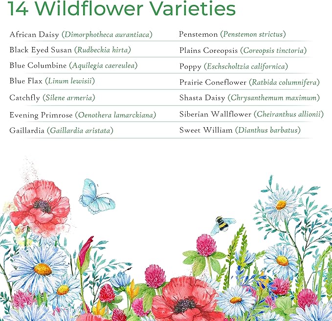Utah Wildflower Seed Mix, Covers 325 Sq Ft, 17 Flower Varieties, Over 53,000 Seeds - Created By Nature
