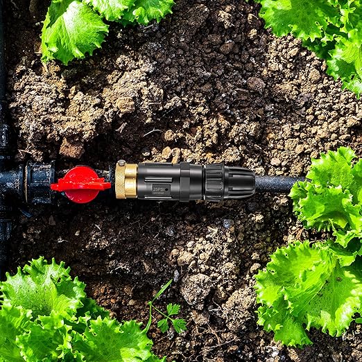 Feekoon 2 Set Drip Irrigation Faucet Adapter Kit 1/2'' Irrigation Tubing to 3/4'' Faucet Water Pressure Regulator Backflow Preventer with Filter, Drip Irrigation System Parts, No Assembly Required