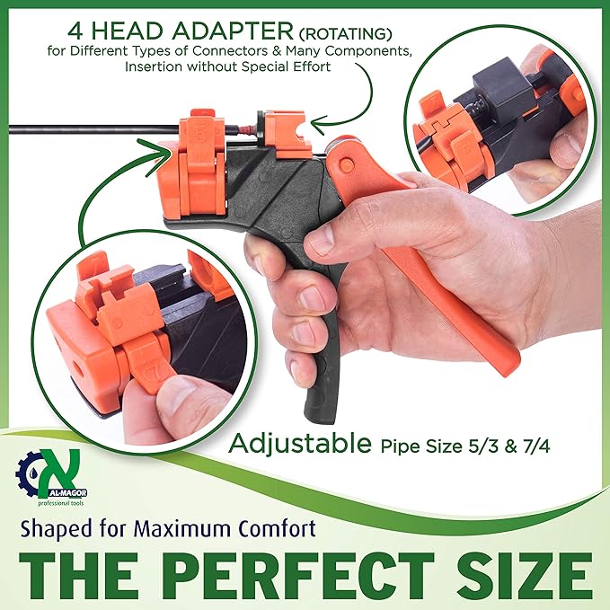 Talli Grip TG Garden Patented Insertion Tool for Dripper - Connector & Dripper Gun - Drip Irrigation Tool -Irrigation System for Garden - Drip Irrigation Punch Tool Kit -700011