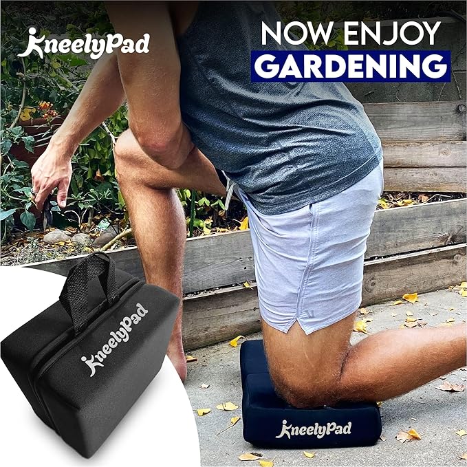 KneelyPad by Kneely | Kneeling Pad for Gardening, Exercise, Cleaning, & Mechanic Work | Extra Thick Memory Foam Knee Cushion for Gardening with Washable Cover | Foldable Gardening Knee Pad with Handle