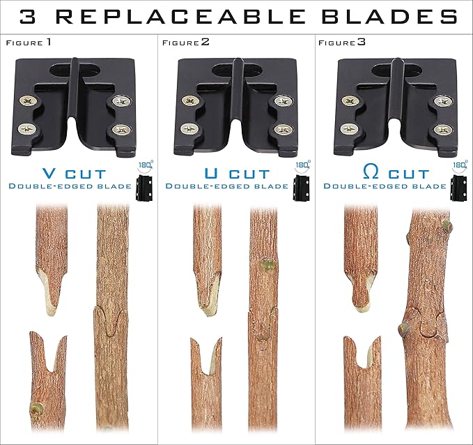 [6 Blades Enhanced] NAYE 2 in 1 Garden Grafting Tool Kit for Fruit Trees with Grafting Knife Grafting Tapes,Extra Replacement Blades Included,Professional Grafting Scissor Shear