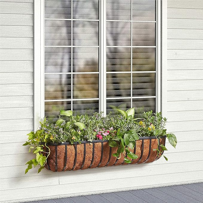 Arcadia Garden Products 1531 Solstice Series Wall Trough Planter, 48-Inch, Black