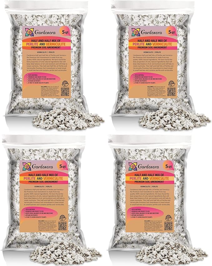 Achieve Ultimate Moisture Balance with Gardenera Perlite Vermiculite Blend - 20 Quart - Perfect for Propagation and Moisture Control (4 Bags of 5 Quart)