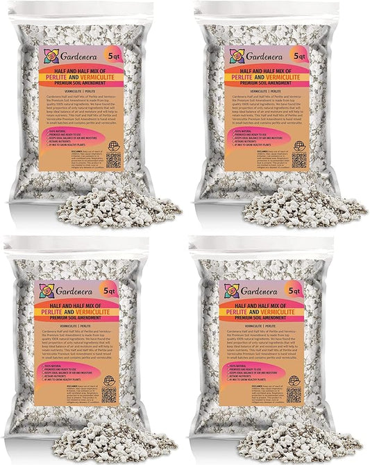 Achieve Ultimate Moisture Balance with Gardenera Perlite Vermiculite Blend - 20 Quart - Perfect for Propagation and Moisture Control (4 Bags of 5 Quart)