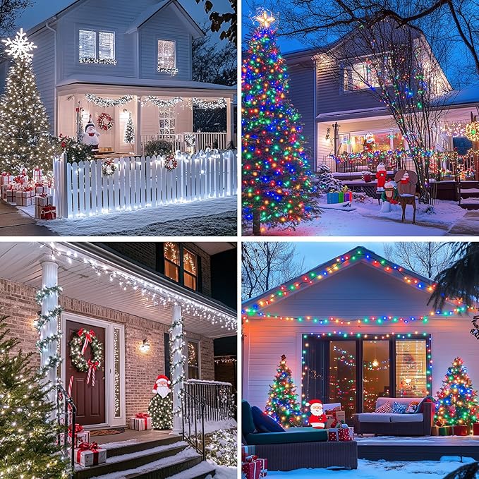 JMEXSUSS 500 LED Color Changing Christmas Lights, 173ft White & Multicolor String Lights with Remote Outdoor Waterproof Christmas Tree Lights Plug in for Christmas Indoor Decor