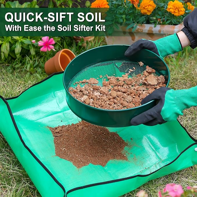 Soil Sifter for Gardening,Compost Dirt Garden Rock Soil Sifter Compost Dirt Garden Soil Sieve for Gardening