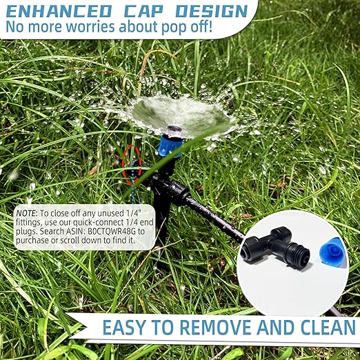 20PCS Push-to-Fit Drip Irrigation Emitters for 1/4 inch Irrigation Tubing,Two-Way Connection Adjustable Vortex Drip Emitters with Stake,Irrigation Dripper Sprinkler for Drip Irrigation System