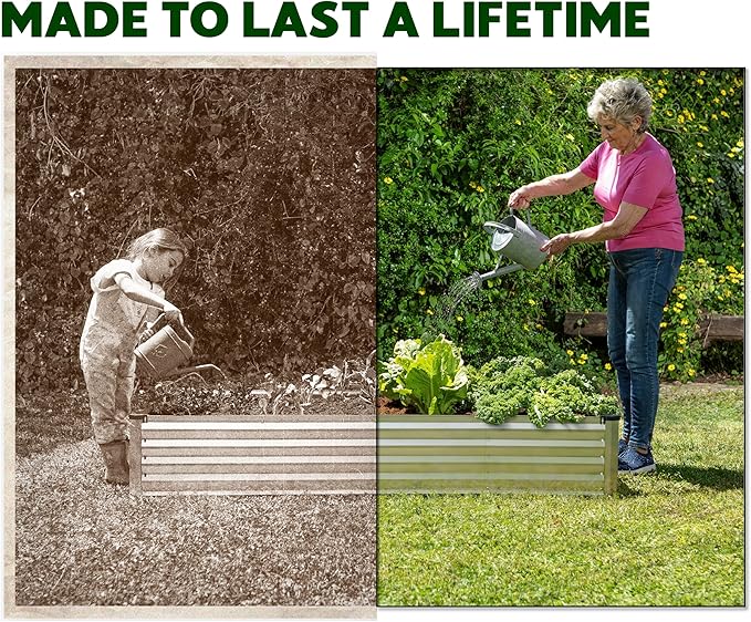 Galvanized Raised Garden Beds Outdoor // 6×3×1 ft Planter Raised Beds for Gardening, Vegetables, Flowers // Large Metal Garden Box (Silver) // Patented Tool-Free Design