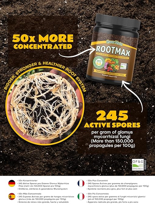 RootMax - Mycorrhizal Fungi | Rooting Powder for All Plants, Trees, Flowers & Edibles | Direct to Root Inoculant | Treats 15 Plants (500 g/17.63 oz)