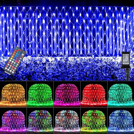 LitHome Color Changing 240 LED Christmas Net Lights,14.8ft x 5ft Mesh Fairy String Lights with Remote, Connectable Plug in Waterproof RGB Mesh Lights for Outdoor,Xmas Tree,Garden,Bushes Decorations
