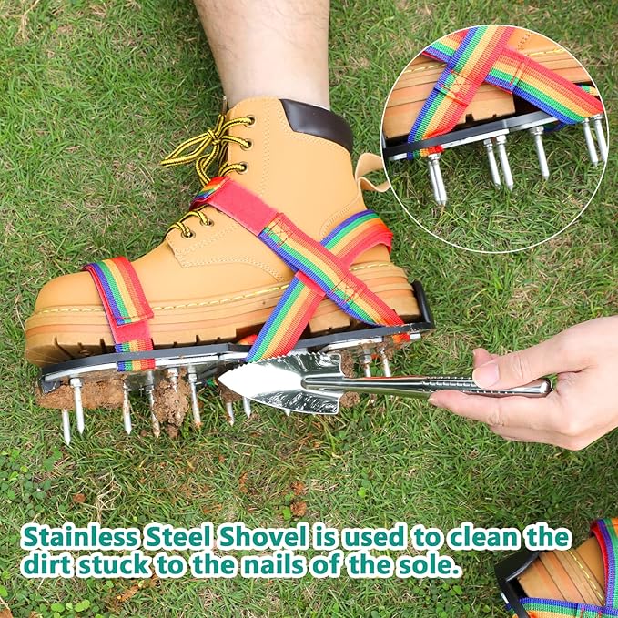 Lawn Aerator Shoes for Grass - Pre-Assembled Grass Aerator Shoes for Lawn - Soil Yard Aerator Tool for Aerating Patio Garden, Colorful