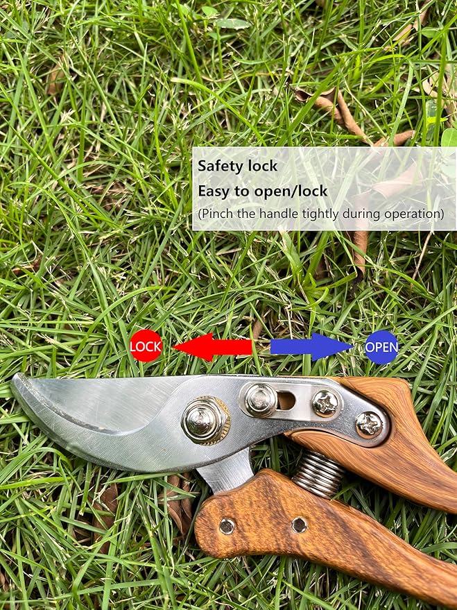 Branch Trimmer, Japanese Bonsai Trimming Scissors, Garden Clippers Handheld, Ergonomic Gardening Tools, Floral Shears Gardening Set, Garden Pruners Farming Tools (Wood Silver)