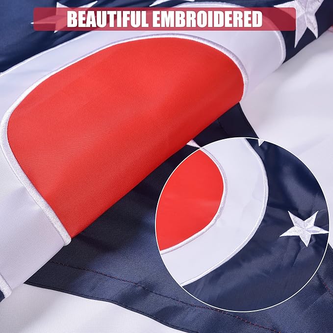Ohio State Flag 3x5 Ft, Deluxe Embroidered Heavy Duty Polyester Durable OH Outside Flags, Indoor/Outdoor, Sewn Stripes and Brass Grommets