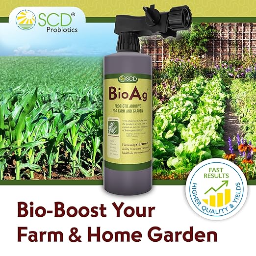 SCD BioAg – Organic Lawn and Garden Soil Microbes with 12 Probiotic Strains, Live Super Concentrate of Liquid Microorganisms, Chemical-Free Soil Amendment, Yard and Lawn Treatment (1 Liter w/Sprayer)