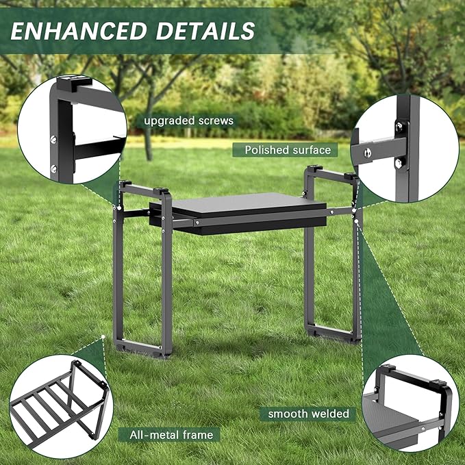 FLINTER 10.2" Wider Garden Kneeler and Seat, Upgraded Heavy Duty Thick Gardening Bench for Kneeling and Seat - Garden Tools with Bags, Gardening for Women, Grandparents, Mom & Dad, Black