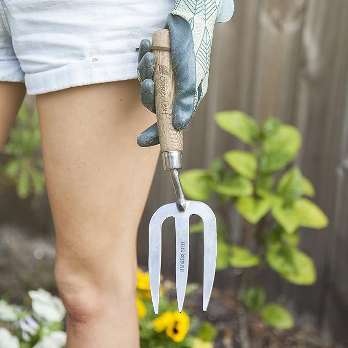 3 Piece Garden Hand Tool Set Extra Large Stainless Steel with Timber Handles Trowel Fork and Multitool