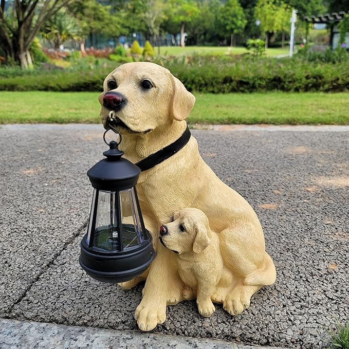Garden Statues Dog Solar Hanging Light, Courtyard Resin Simulated Handicraft Dog Statue Ornament, Garden Yard Entrance Decoration.