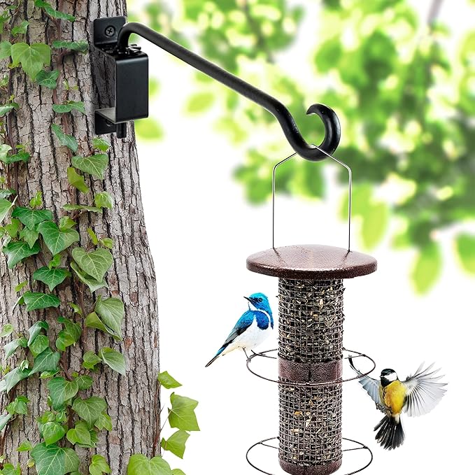 Qiang Ni Swivel Plant Hanger Bracket: Bird Feeder Hanger for Outdoor Wall Mount (16 - B, 16 Inch)