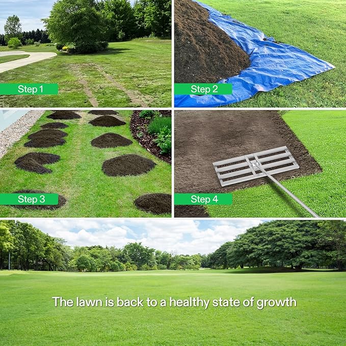 VIVOSUN 30" Lawn Leveling Rake, 30" x 10" x 78" Heavy-Duty Stainless Steel Lawn Leveler with 7FT Adjuatble Long Handle for High Effect, Metal Levelawn for Smooth Soil, Rustproof Rakes for Garden Yard