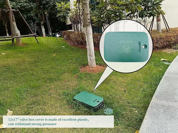 Outer diameter 17" x12" Rectangular Sprinkler Valve Box Cover Valve Box Cover Lid for Outdoor Sprinkler Irrigation Control Water System Lawn, Green