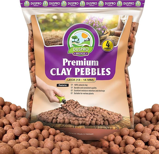 DUSPRO RECYCLE 4 Quarts Clay Pebbles for Plants, 13mm-14mm Leca Balls, Hydroton Clay Pebbles for Indoor Plants, Hydroponic Growing, Plants Drainage, Aquaponics