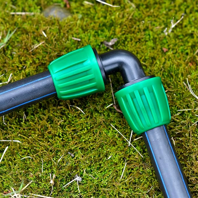 Drip Irrigation Elbow Corner 90 Fittings Connectors For 1/2 inch Irrigation Tubing, Locking Caps Barbed Fittings, Fit OD 0.60"- OD 0.65" PE Pipe For Garden Irrigation System-12 Pcs/pack