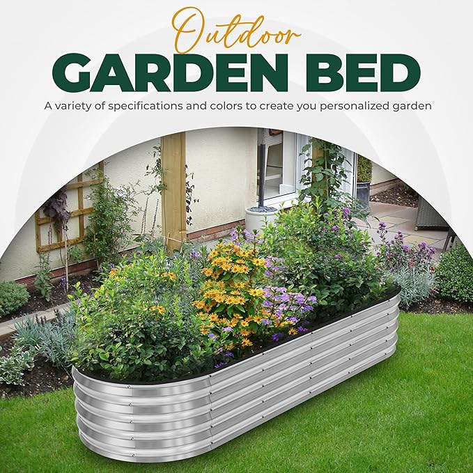 Utopia Home 2 Pack Galvanized Raised Garden Bed, 6ft x 2ft Lightweight Planter Boxes Outdoor with Easy Assembly, Large Garden Bed for Vegetables, Fruits, Flower - Silver