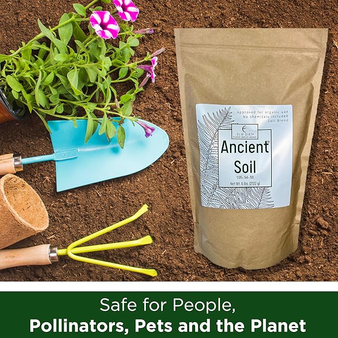Elm Dirt Premium Ancient Soil for All Plants - Organic Plant Soil for Outdoor Plants & Indoor Plant Soil | Garden Soil for Plant Nutrients Growth & Protect your Plants Bugs - Roots Organic Soil (6lbs)