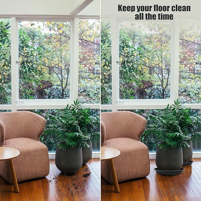 6 Pack Plant Saucer 12 14 16 18 20 22 Inch Plastic Plant Tray, Sturdy and Durable Flower Pot Container Accessories Plant Pot Saucers for Indoor and Outdoor (16 Inch, Gray)