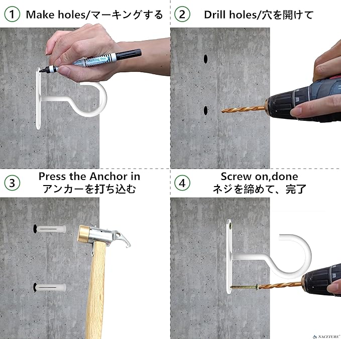 NACETURE Ceiling Hooks Heavy Duty 2 Pack - Plant Hooks for Ceiling Hanging Hook for Hanging Basket Hook, Light, Bird Feeders, Wind Chimes Décor Indoor & Outdoor (2.5" White 2 Pack)