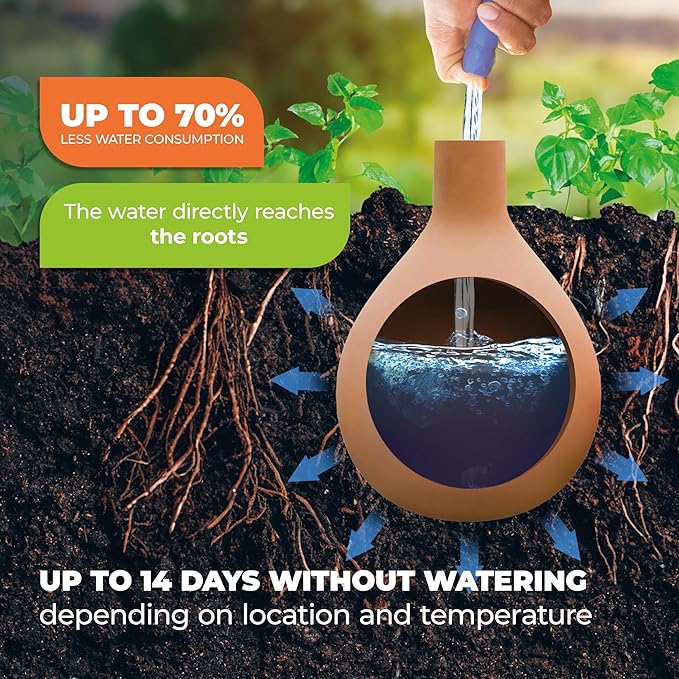 BioGreen Plant Self-Watering System Hydro MAX M | 0.8 gal | Irrigation Ø 35.4 in | Olla Made of Fired Clay | Environmentally Friendly | Terracotta