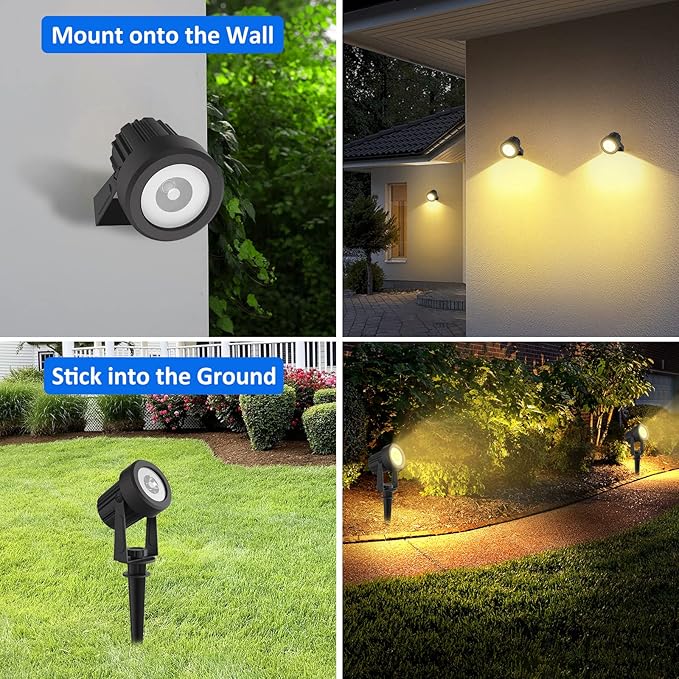 T-SUNUS Solar Garden Spotlight Outdoor, 4-in-1 Solar Spot Lights IP65 Waterproof 9.8ft Cable, 5W Separated Solar Panel, Auto On/Off for Tree Patio Yard Driveway Pathway Pool Area(Warm White 3000K)