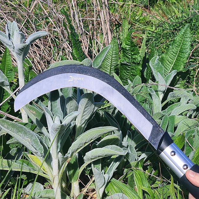 Zenport K310 Brush Clearing Sickle with 9-Inch Carbon Steel Blade and 9-Inch Aluminum Handle - Gardening/Landscaping Hand Sickle with Grip