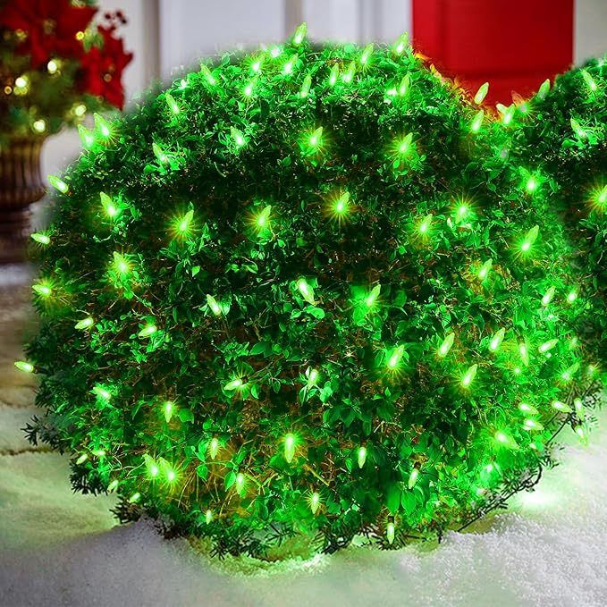 LED Christmas Net Lights for Bushes Outdoor,100 LED 5ftx5ft Waterproof 8 Modes Connectable Mesh Lights for Bushes,Garden,Yard,Trunk,Outdoor Christmas Decorations