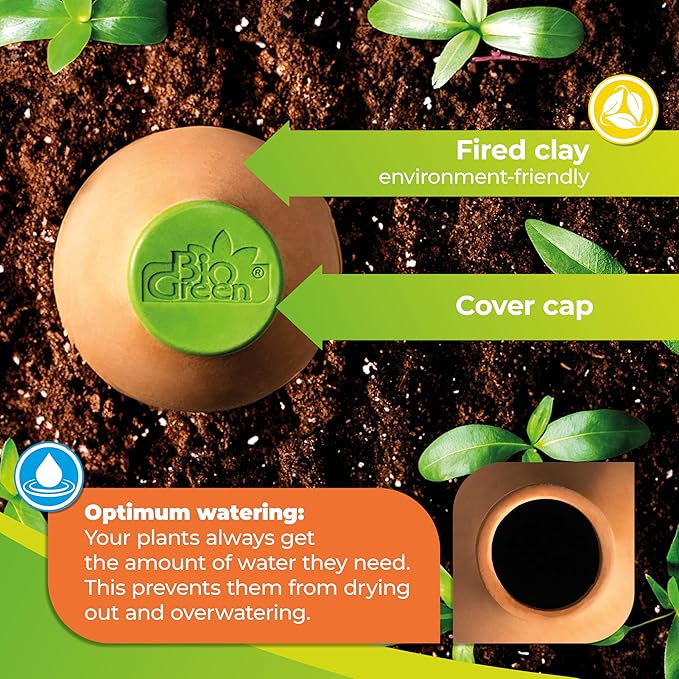BioGreen Plant Self-Watering System Hydro MAX M | 0.8 gal | Irrigation Ø 35.4 in | Olla Made of Fired Clay | Environmentally Friendly | Terracotta
