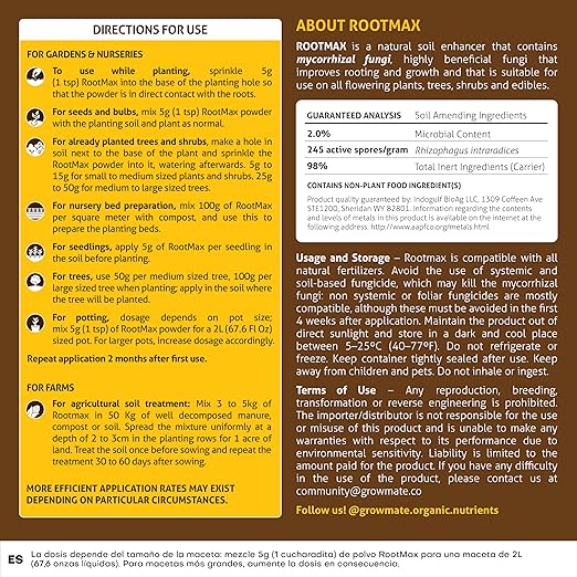 RootMax - Mycorrhizal Fungi | Rooting Powder for All Plants, Trees, Flowers & Edibles | Direct to Root Inoculant | Treats 15 Plants (200 g/7.05 oz)