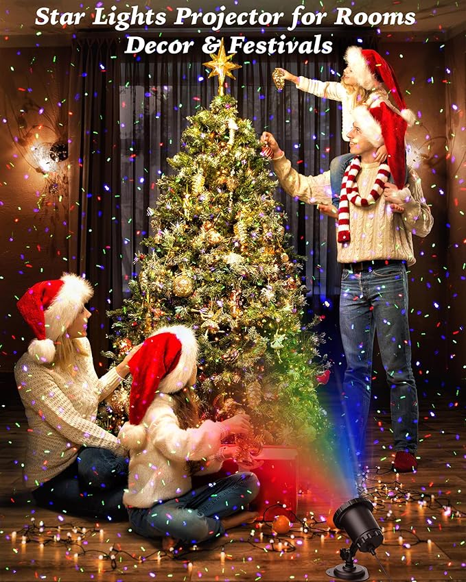 Christmas Laser Lights Projector Outdoor, AIRIVO 3 Color Motion Firefly Lights Projector, Moving Red, Green and Blue Star Lights Projector Waterproof with Remote Control for Garden,Home, Landscape