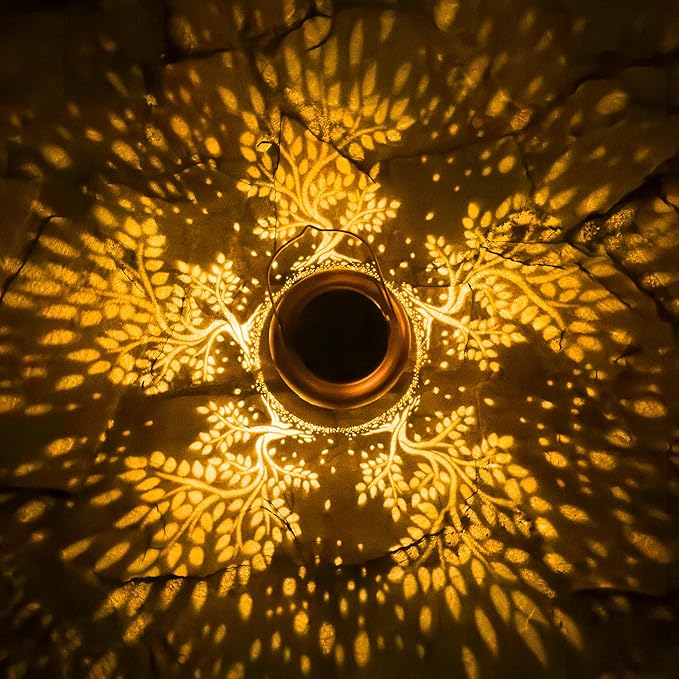 Solar Lanterns Outdoor, Waterproof Hanging Solar Lantern Garden Decor, Solar Lights for Backyard Porch Patio Table Yard Balcony Lawn Pathway, Tree of Life Gifts for Women Grandma Mom