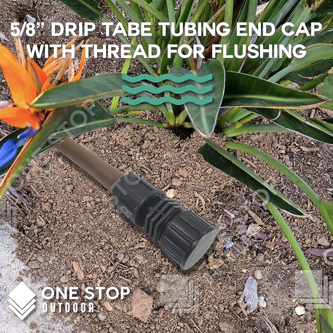 USA MADE - 5 PACK Premium Drip Tape Irrigation Tubing End Cap (5/8" - 1/2" or .625" - .645") Universal Perma-Loc Connector Barbed Locking Fitting - Fits All Brands 16mm Drip Tape AG Tubing