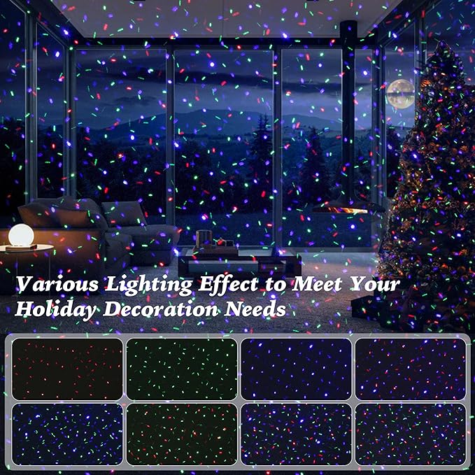 Christmas Laser Lights Projector Outdoor, AIRIVO 3 Color Motion Firefly Lights Projector, Moving Red, Green and Blue Star Lights Projector Waterproof with Remote Control for Garden,Home, Landscape
