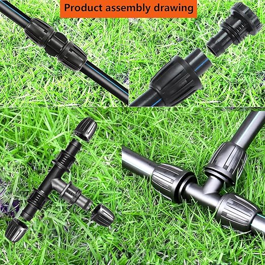40Ft(12m) 1/2 "Drip Hose Garden Irrigation System Mainline Hose for Garden Irrigation Systems and Irrigation Components 1/2" Straight Connector-3-Way Connector-End Cap