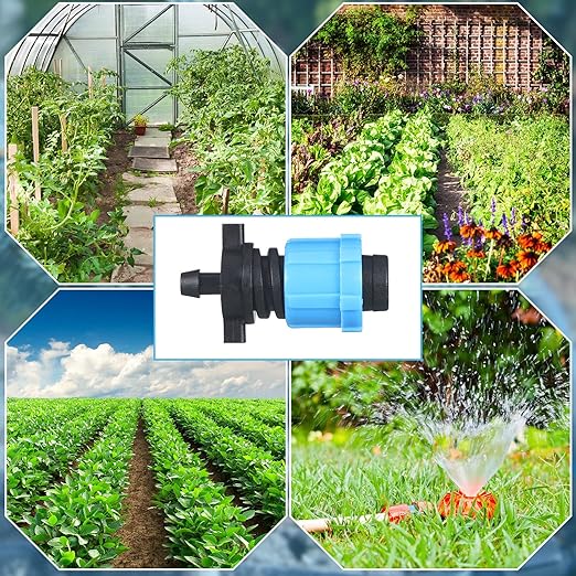 Frienda Drip Tape Connector Fittings, Locks 1/4" Barb for 5/8" Drip Irrigation Fitting Kit Irrigation Tubing Connectors Tools Coupling Barbed Locking Fitting(100 Pcs)