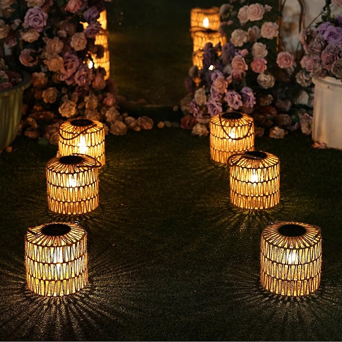 Cooo Solar Lantern Outdoor Hanging – Handwoven Jute Rope Lantern with Warm Edison Bulb, IP65 Waterproof Solar Powered Garden Light for Porch Patio, Yard Table Rustic Boho Decor, 8.27” Tall