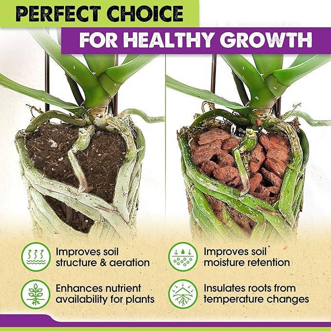 DUSPRO RECYCLE Orchid Bark Bulk, Fine Orchid Bark for Plants, Optimal Texture Bark for Orchids, Ideal Wood Chips for Plants, Plant Bark for Potting, Bark Soil for Plants (2qt, Standard Bark)