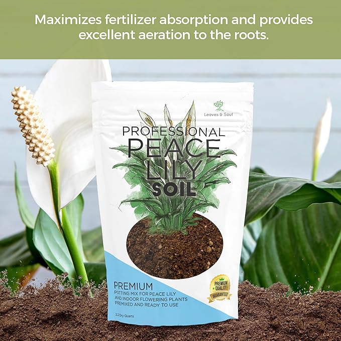 Professional Peace Lily Soil | Large 2.2 Quarts Ready to Use for Peace Lily Plants | Peat Moss, Coco Coir, Perlite, Dolomite | Made in USA