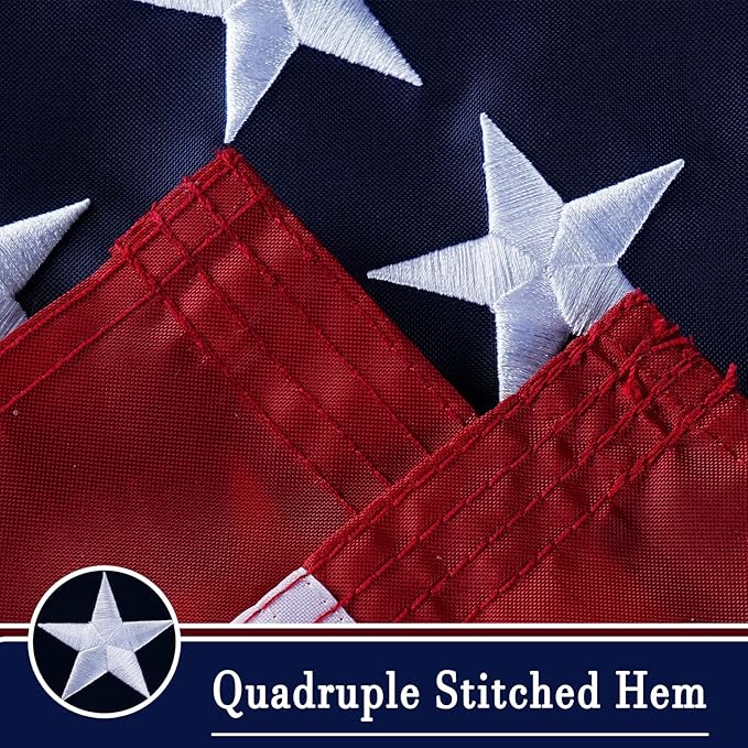 AZCOVER American Flag 5x8 FT Us Flag for Outside Heavy Duty Nylon American Flags for Outdoor with Embroidered Stars Sewn Stipes and Brass Grommets All Weather Lasting United States Flag