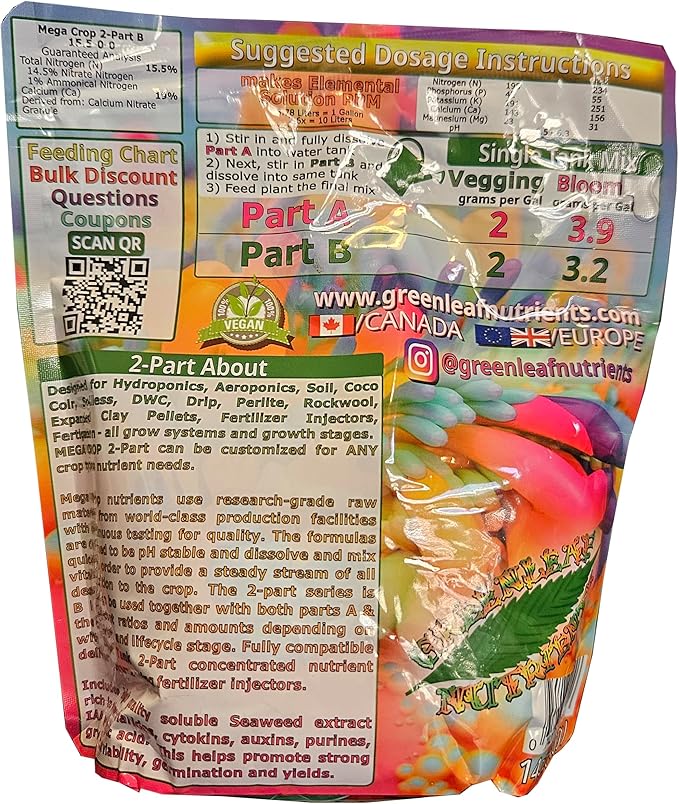 Mega Crop 2 Part B 15.5-0-0 Hydroponic Soil Fertilizer for Plants Calcium Nitrate