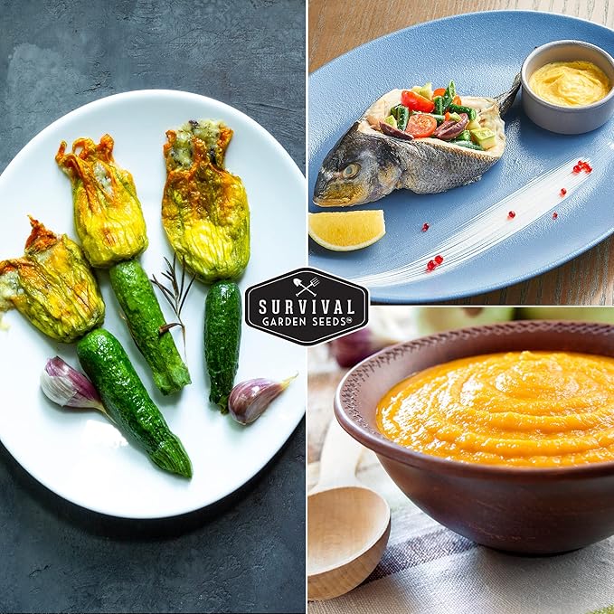 Survival Garden Seeds - Golden Zucchini Seeds for Planting - Packet with Instructions to Plant & Grow Yellow Zucchini Vegetables in Your Home Vegetable Garden - Non-GMO Heirloom Variety Plant Seed