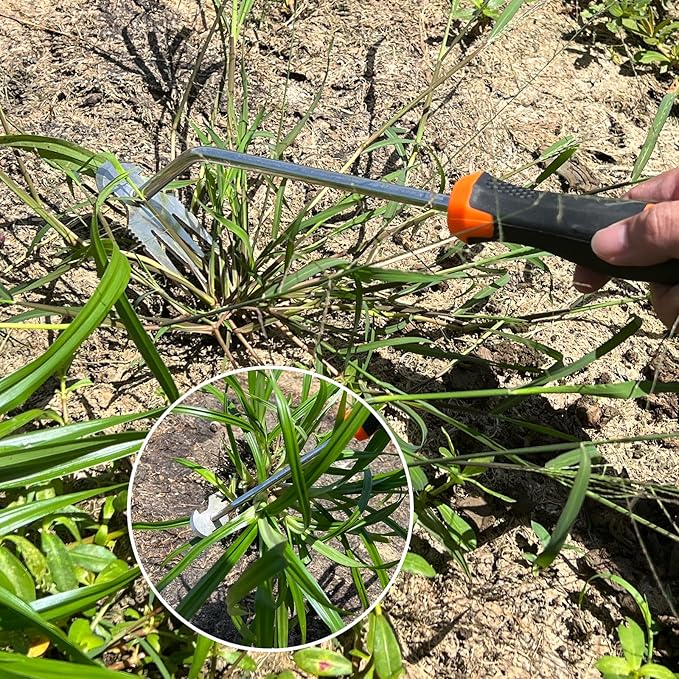 Weed Remover Tool,2024 New Weeding Tools Gardening,Weed Puller Tool with Long Handle (Plastic Handle Silver)